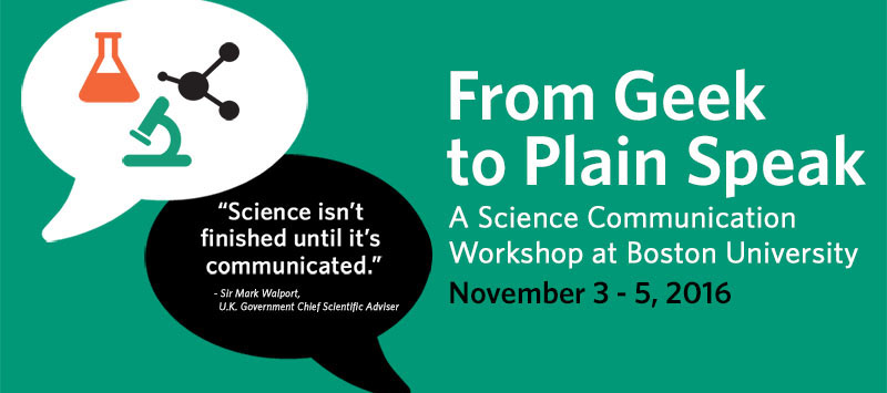 from geek to plain speak science communication workshop graphic design workshop