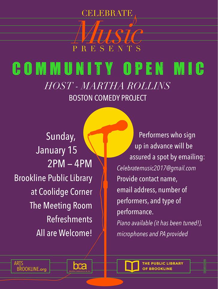 Celebrate Music Brookline Open Mic [01/15/17]