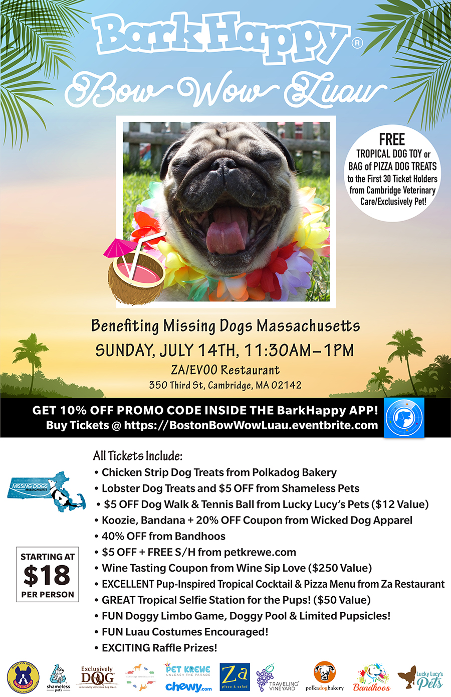 BarkHappy Boston: Bow Wow Luau for Missing Dogs MA [07/14/19]