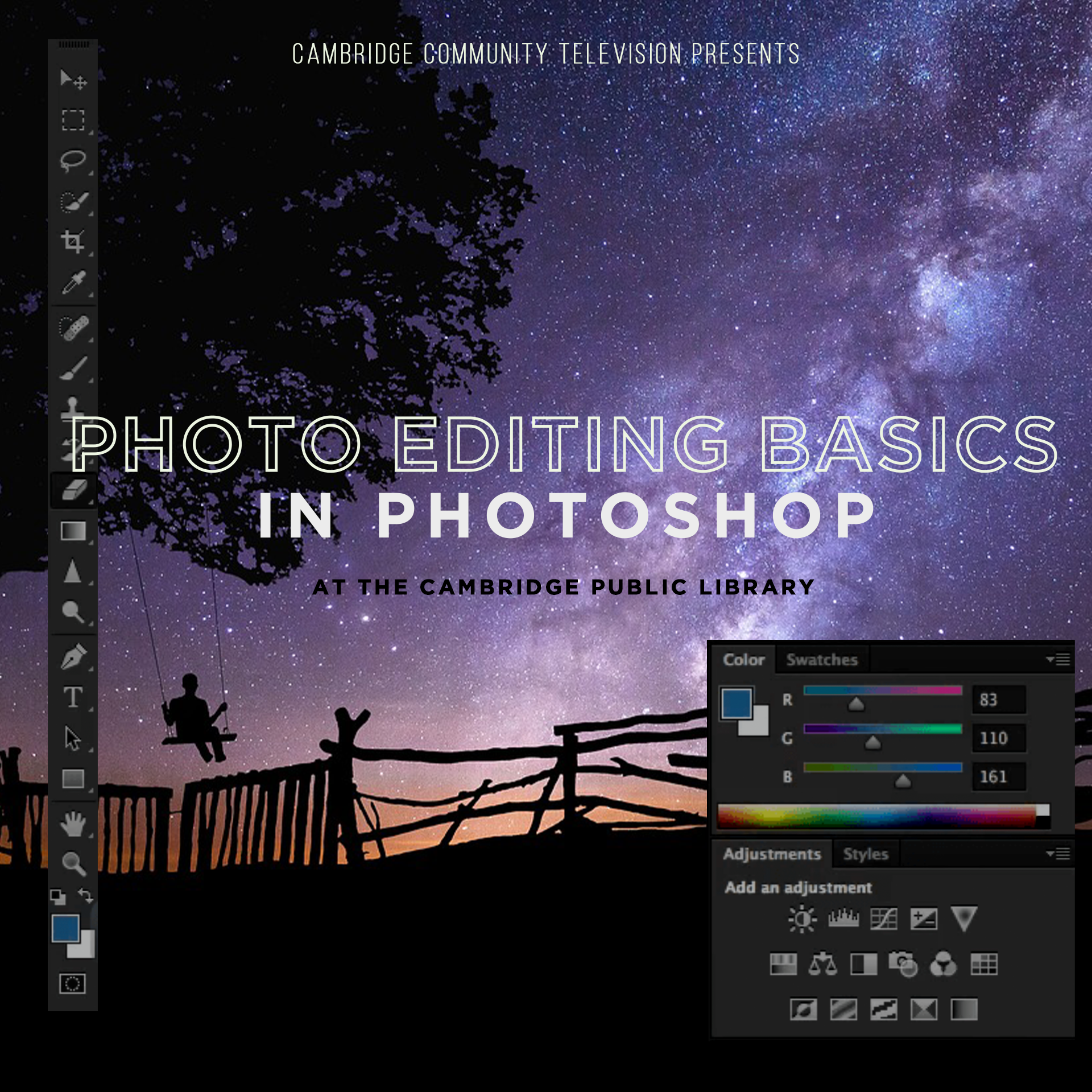 Photo Editing Basics in Photoshop at Cambridge Public Library [12/12/19]