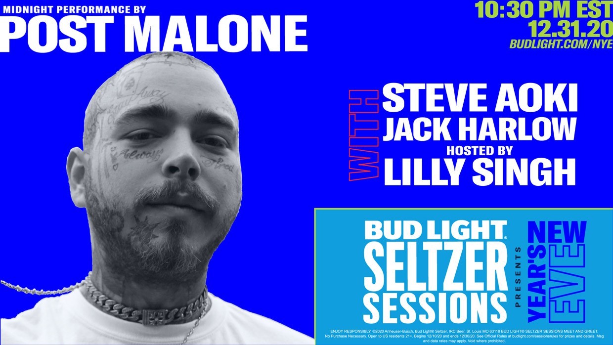 Bud Light Seltzer presents New Years Eve 2021 featuring Post Malone [12/31/20]