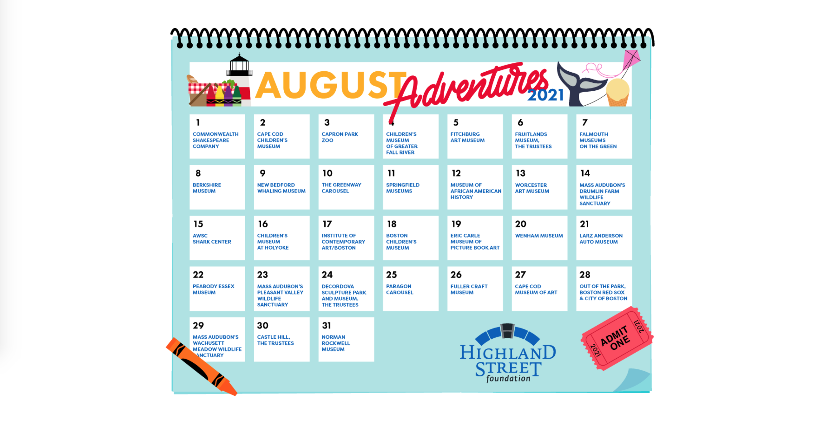 Highland Street Foundation Free August Adventures [08/01/21]